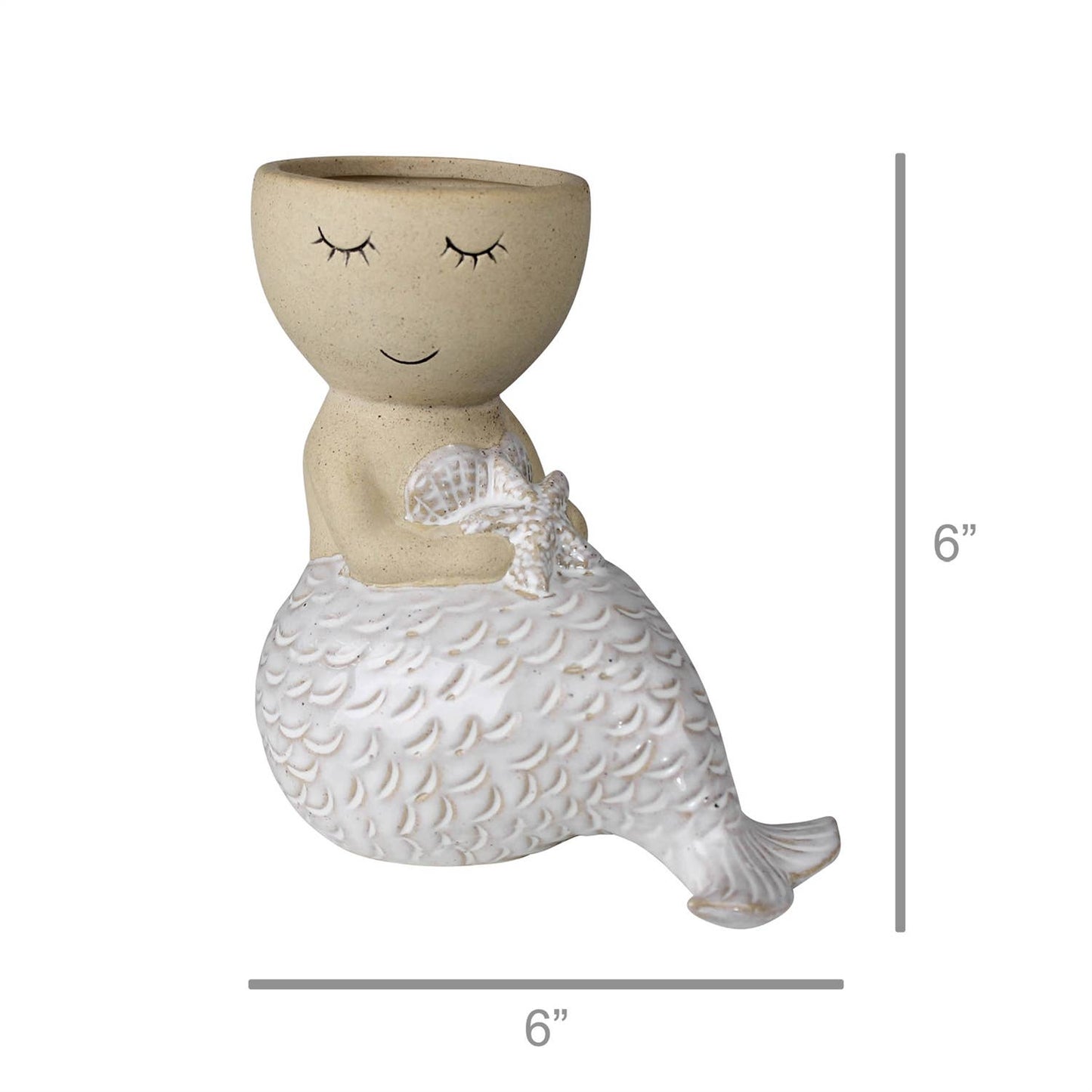 Sitting Mermaid Cachepot, Ceramic