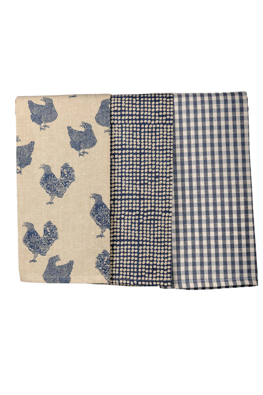 Tea Towel Set 3 Blueberry