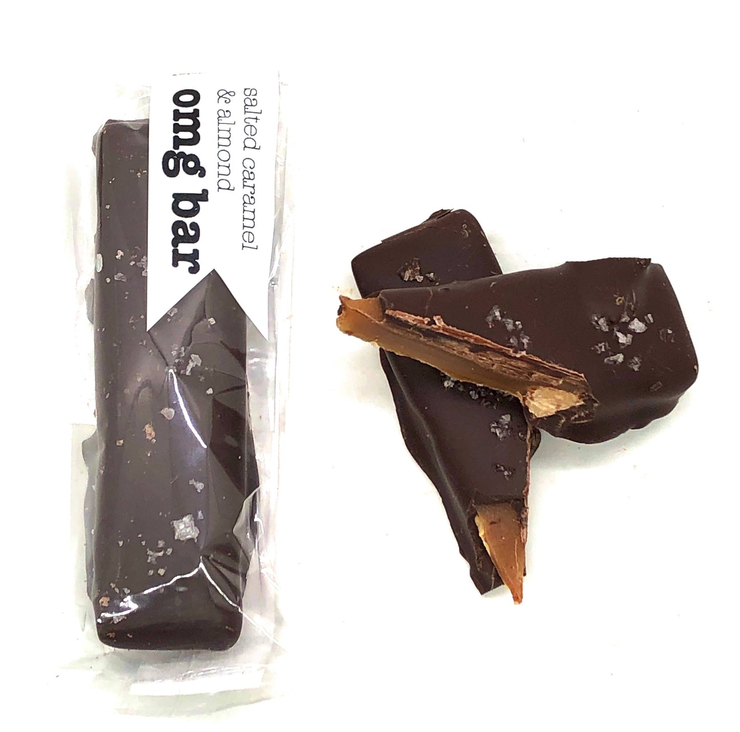 Chocolate OMG Bar - Organic fair trade dark chocolate, caramel, almond