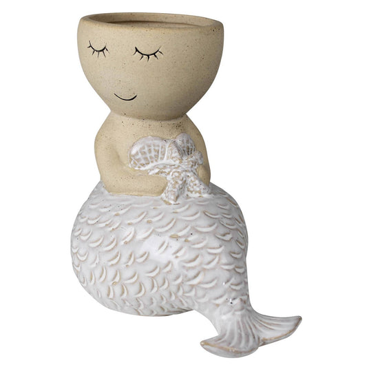 Sitting Mermaid Cachepot, Ceramic