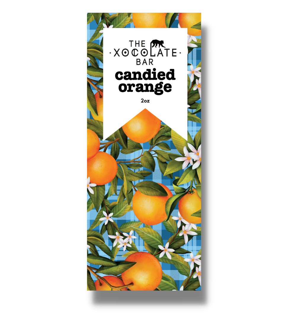 Chocolate - Candied Orange Bar -Organic Fair Trade Vegan Dark