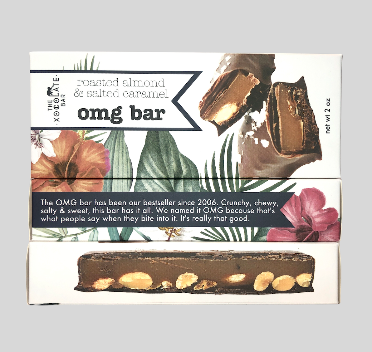 Chocolate OMG Bar - Organic fair trade dark chocolate, caramel, almond