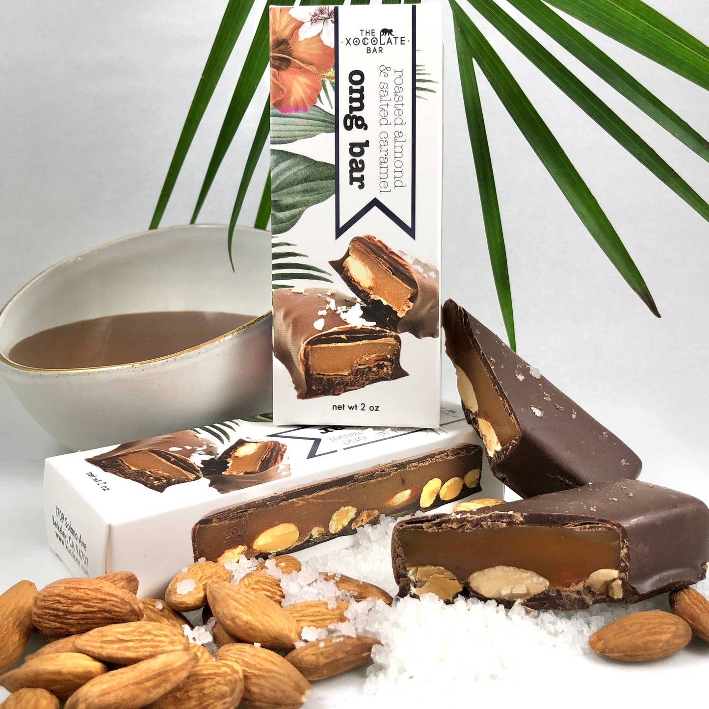 Chocolate OMG Bar - Organic fair trade dark chocolate, caramel, almond