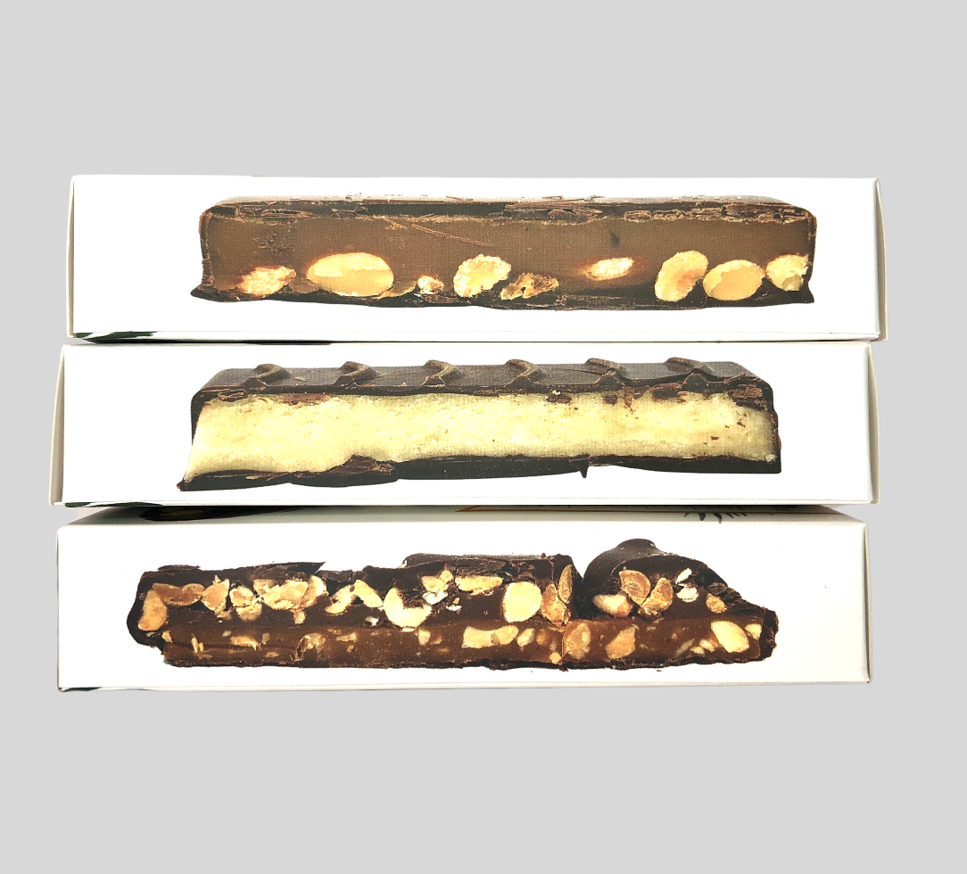 Chocolate OMG Bar - Organic fair trade dark chocolate, caramel, almond