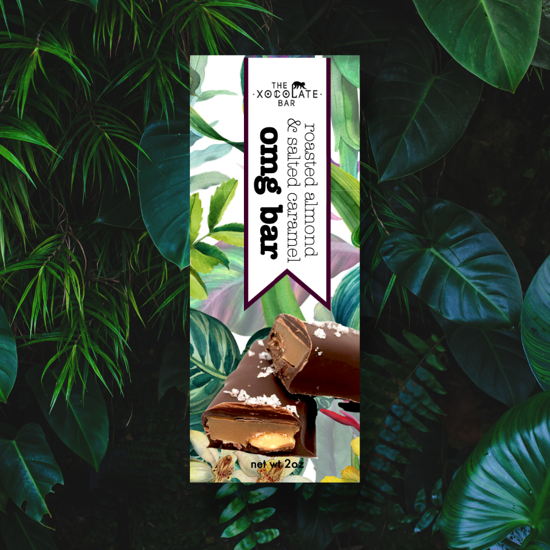 Chocolate OMG Bar - Organic fair trade dark chocolate, caramel, almond
