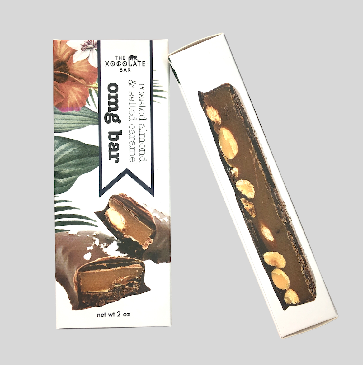Chocolate OMG Bar - Organic fair trade dark chocolate, caramel, almond