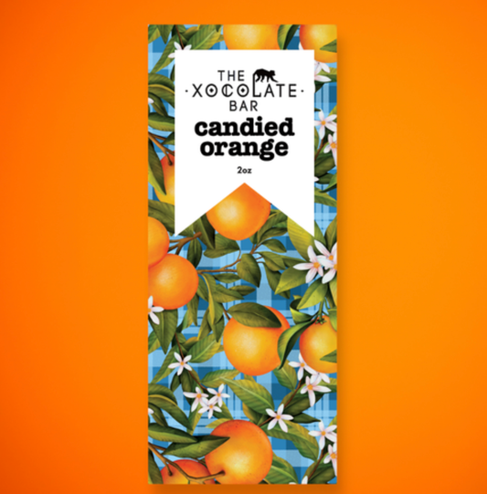 Chocolate - Candied Orange Bar -Organic Fair Trade Vegan Dark