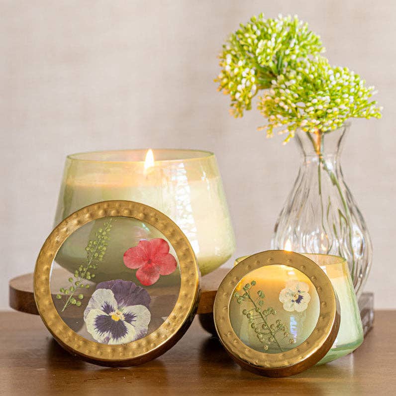 Petite Watercolor Pressed Floral Candle - Tomato Vine