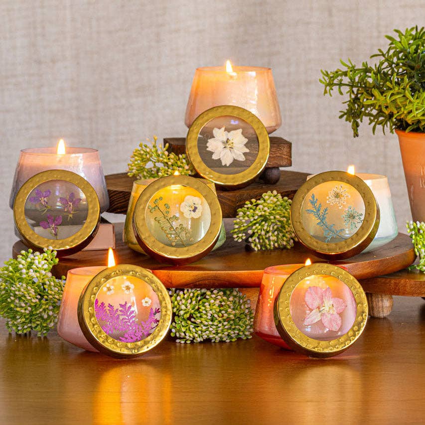 Petite Watercolor Pressed Floral Candle - Tomato Vine