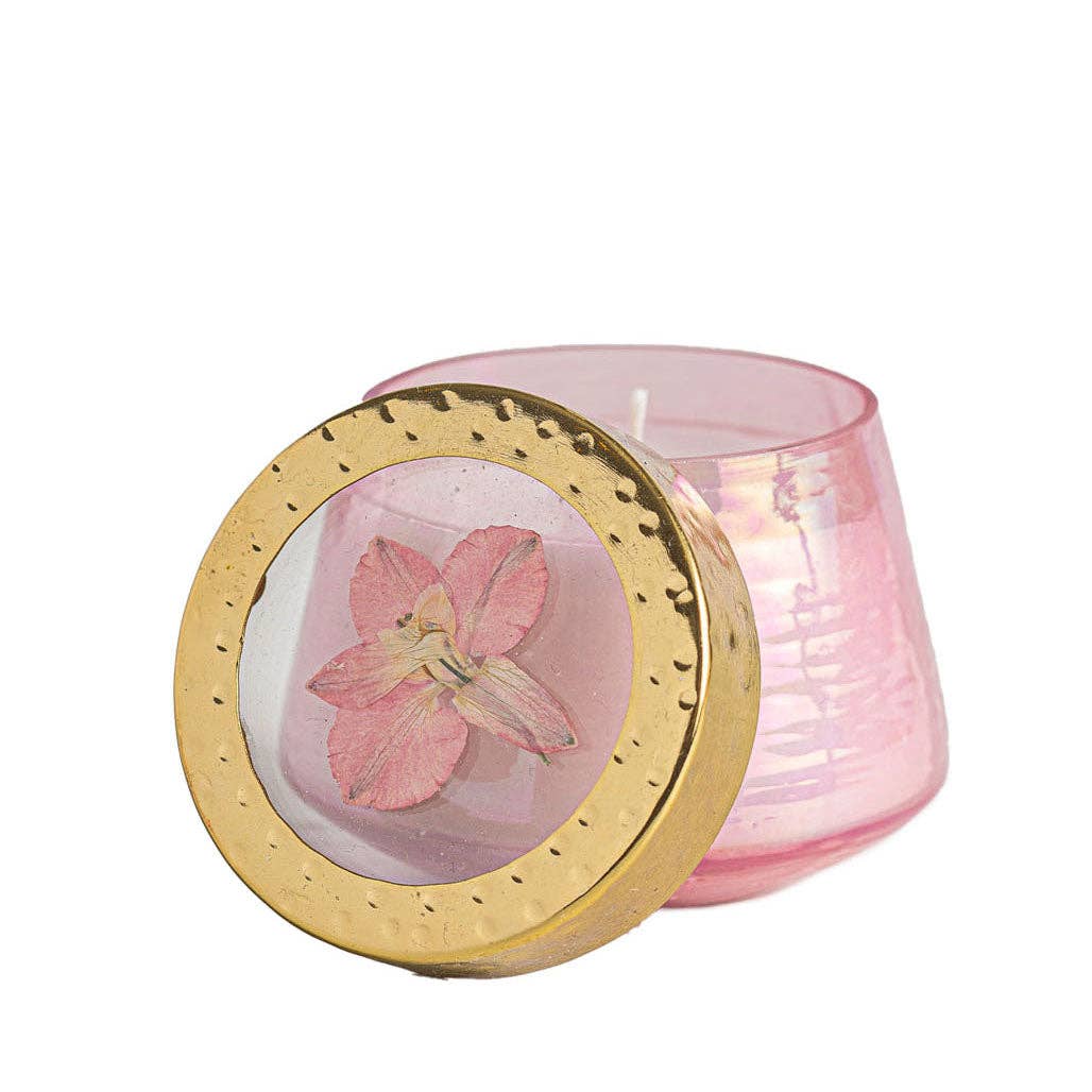 Petite Watercolor Pressed Floral Candle - Luna Flower