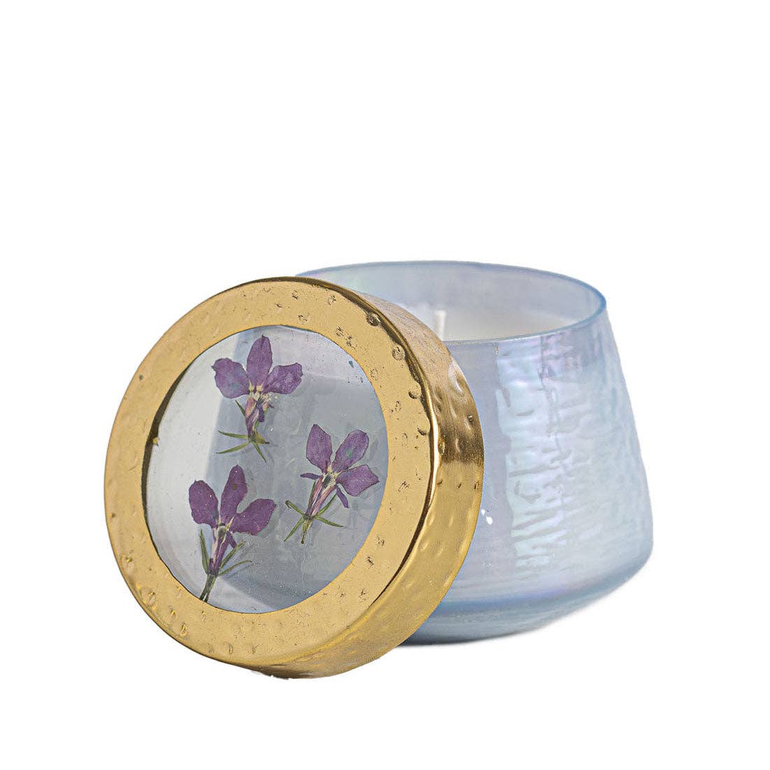 Petite Watercolor Pressed Floral Candle - Berry Fig