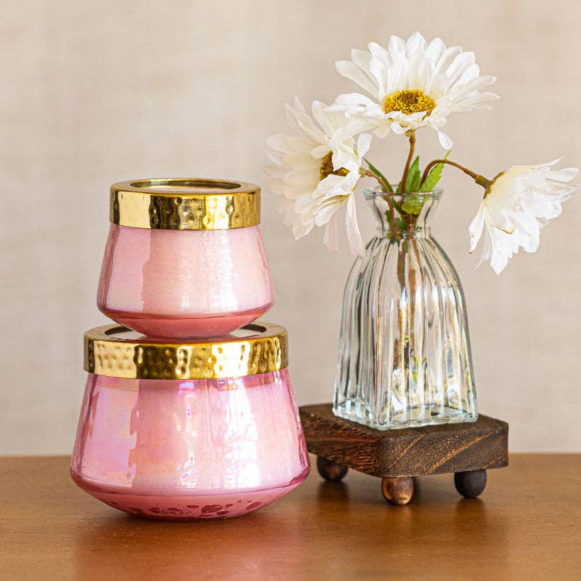 Petite Watercolor Pressed Floral Candle - Luna Flower
