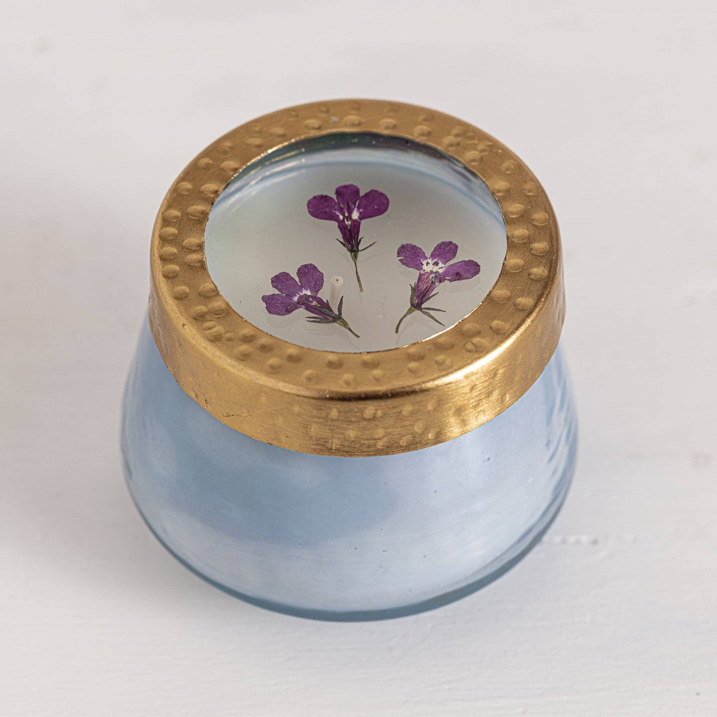 Petite Watercolor Pressed Floral Candle - Berry Fig