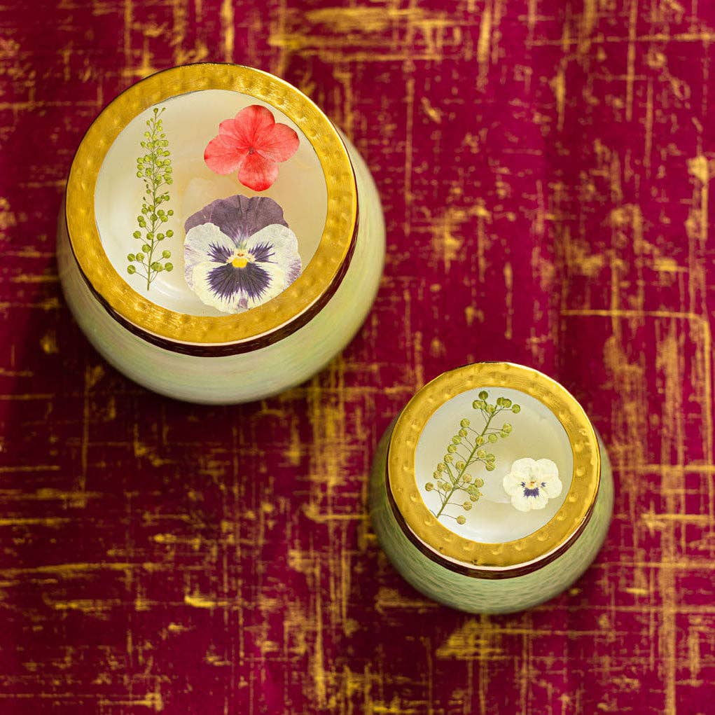 Petite Watercolor Pressed Floral Candle - Tomato Vine