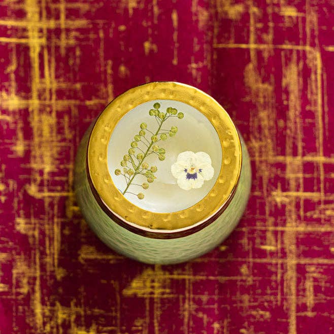 Petite Watercolor Pressed Floral Candle - Tomato Vine