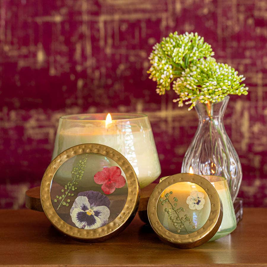Petite Watercolor Pressed Floral Candle - Tomato Vine