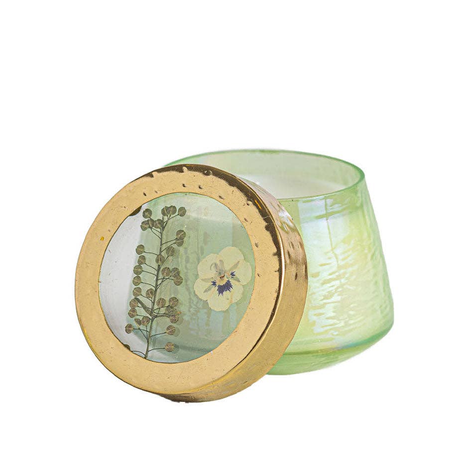 Petite Watercolor Pressed Floral Candle - Tomato Vine