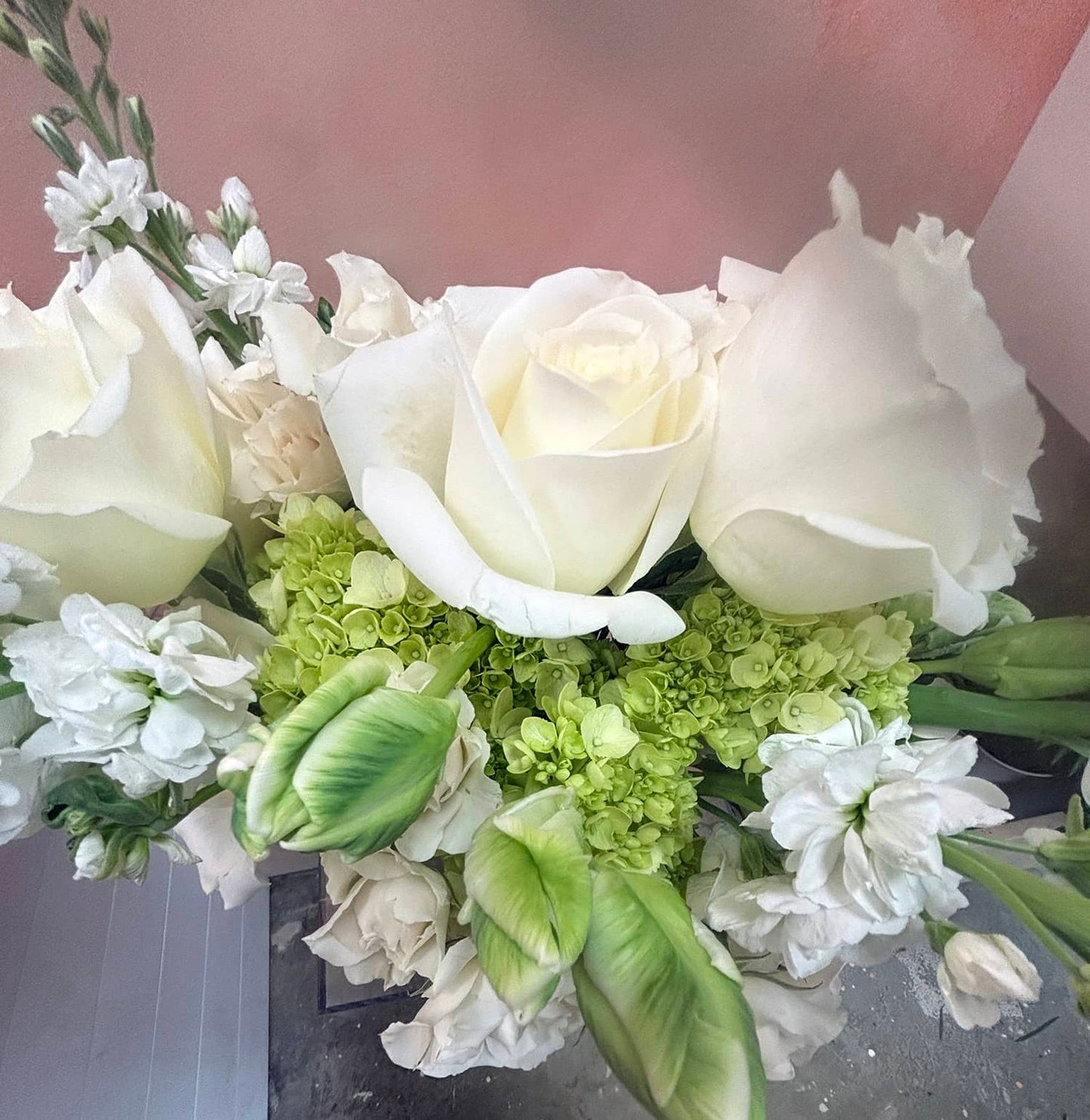 Arrangement - Ivory & Organic Greens